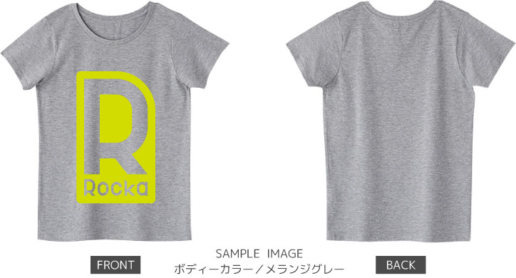 ロゴデザイン:ライム:レディースTシャツ:サンプル写真:メランジグレー