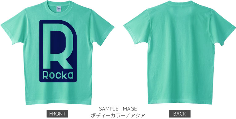ロゴデザイン:ネイビー:Tシャツ:サンプル写真:アクア