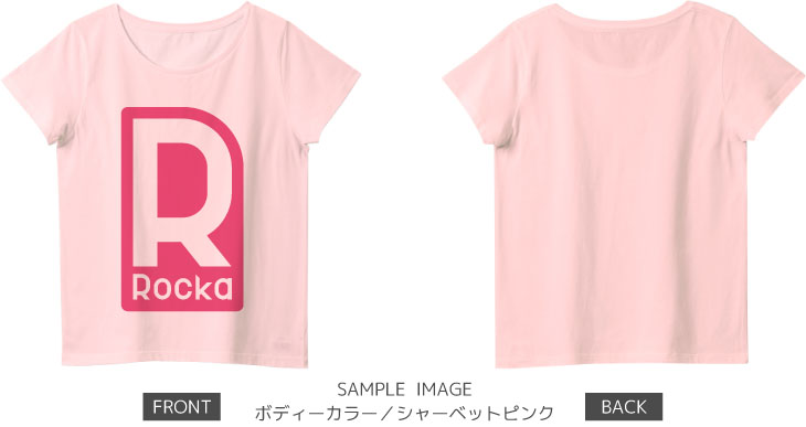ロゴデザイン:ピンク:レディースTシャツ:サンプル写真:シャーベットピンク