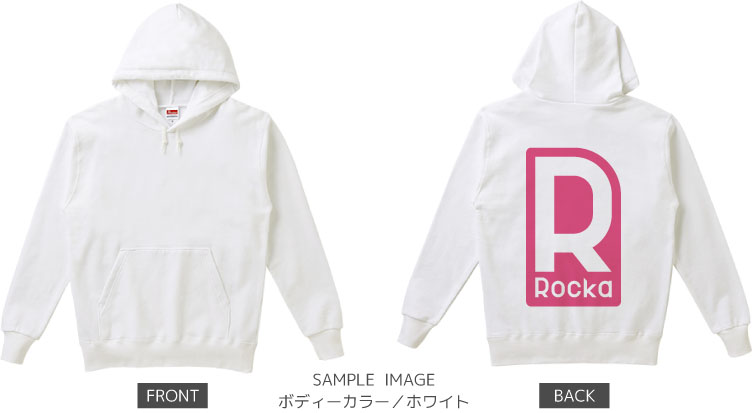 ロゴデザイン:ピンク:パーカー:サンプル写真:ホワイト