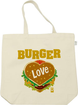 ハート&ハンバーガーデザイン:カラー2:トートバッグ:サンプル写真:ナチュラル
