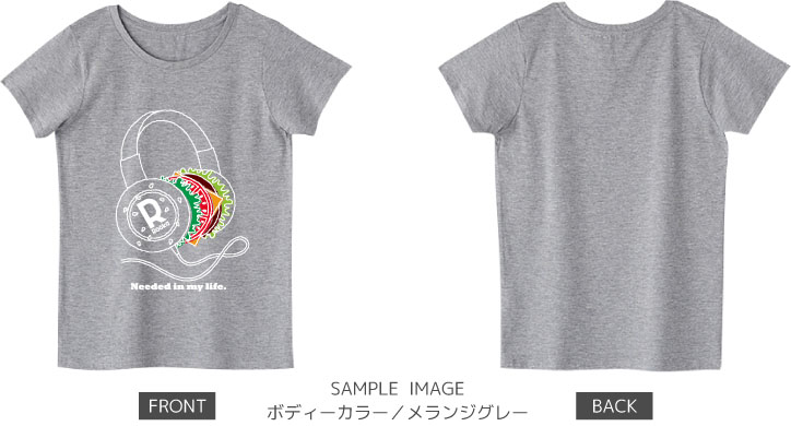 ハンバーガー ヘッドフォン:color3:レディースTシャツ:サンプル写真:メランジグレー