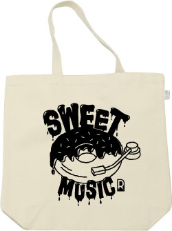 ドーナツ×レコードデザイン:ブラック:トートバッグ:サンプル写真