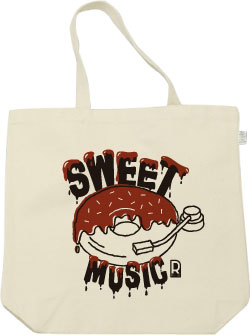 ドーナツ×レコードデザイン:ブラック×ブラウン:トートバッグ:サンプル写真