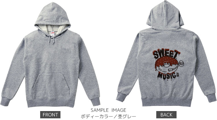 ドーナツ×レコードデザイン:ブラック×ブラウン:パーカー:サンプル写真:グレー