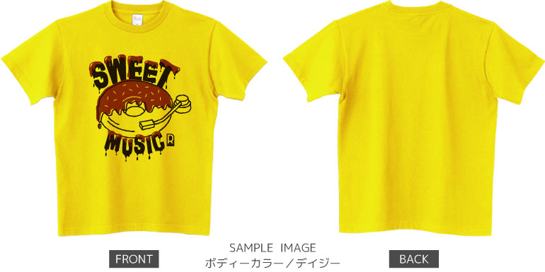 ドーナツ×レコードデザイン:ブラック×ブラウン:Tシャツ:サンプル写真:デイジー