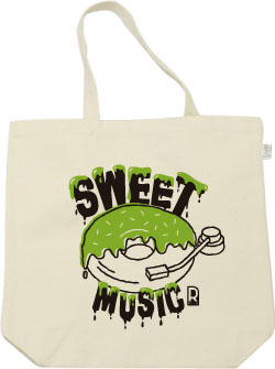 ドーナツ×レコードデザイン:ブラック×グリーン:トートバッグ:サンプル写真