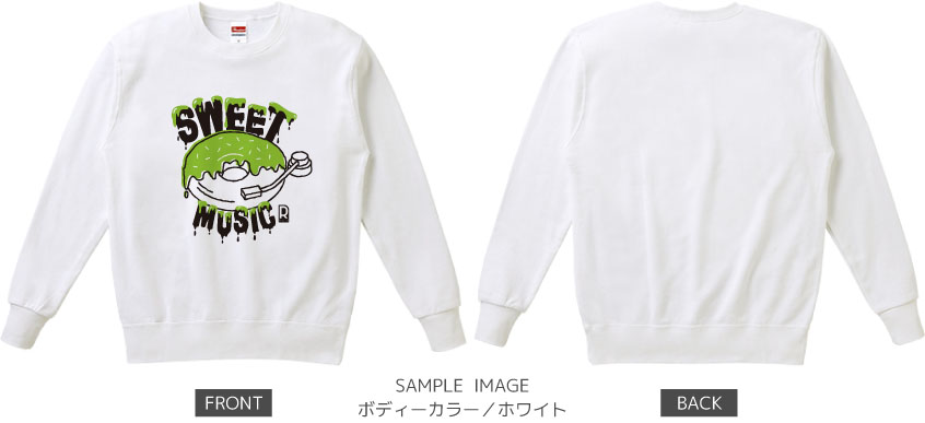 ドーナツ×レコードデザイン:ブラック×グリーン:スウェット:サンプル写真:ホワイト