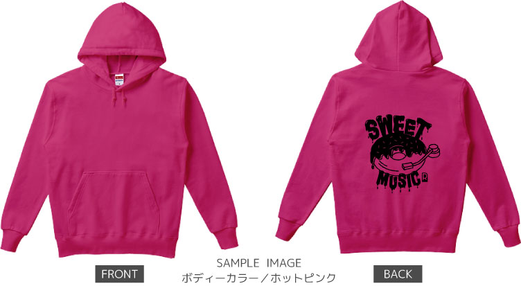 ドーナツ×レコードデザイン:ブラック:パーカー:サンプル写真:ホットピンク