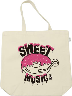 ドーナツ×レコードデザイン:ブラック×ピンク:トートバッグ:サンプル写真