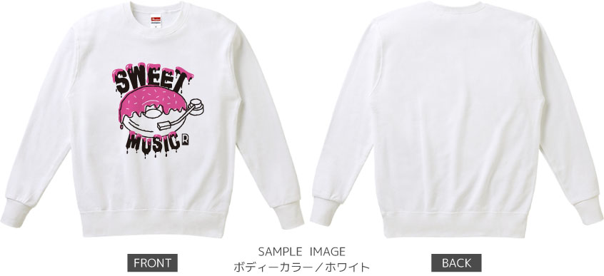 ドーナツ×レコードデザイン:ブラック×ピンク:スウェット:サンプル写真:ホワイト