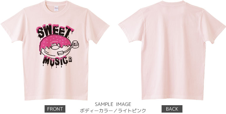 ドーナツ×レコードデザイン:ブラック×ピンク:Tシャツ:サンプル写真:ライトピンク