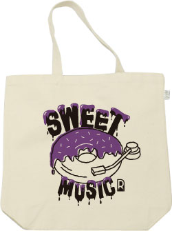 ドーナツ×レコードデザイン:ブラック×パープル:トートバッグ:サンプル写真