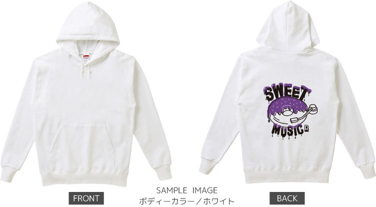 ドーナツ×レコードデザイン:ブラック×パープル:パーカー:サンプル写真:ホワイト