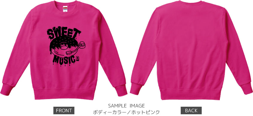 ドーナツ×レコードデザイン:ブラック:スウェット:サンプル写真:ホットピンク