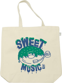 ドーナツ×レコードデザイン:グリーン×ブルー:トートバッグ:サンプル写真