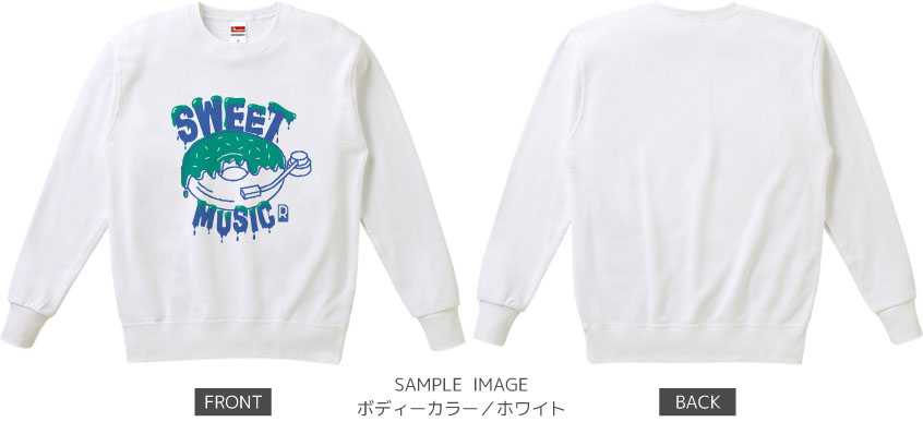 ドーナツ×レコードデザイン:グリーン×ブルー:スウェット:サンプル写真:ホワイト