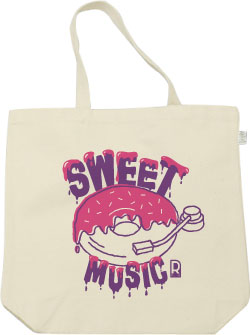 ドーナツ×レコードデザイン:ピンク×パープル:トートバッグ:サンプル写真