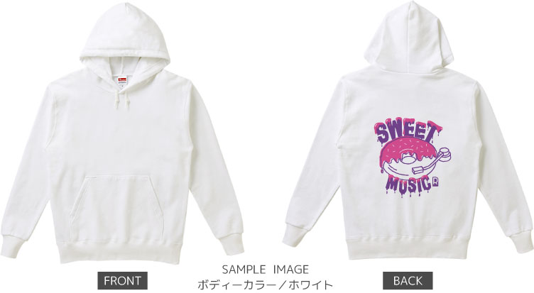 ドーナツ×レコードデザイン:ピンク×パープル:パーカー:サンプル写真:ホワイト