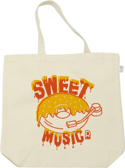 ドーナツ×レコードデザイン:イエロー×オレンジ:トートバッグ:サンプル写真