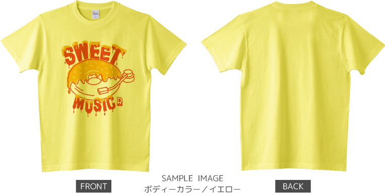 ドーナツ×レコードデザイン:イエロー×オレンジ:Tシャツ:サンプル写真:イエロー