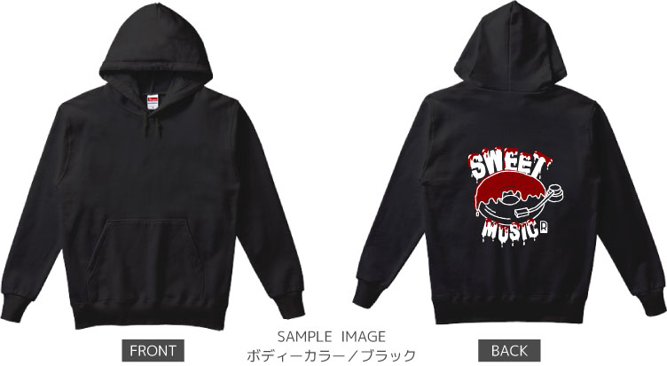 ドーナツ×レコードデザイン:ホワイト×ブラウン:パーカー:サンプル写真:ブラック