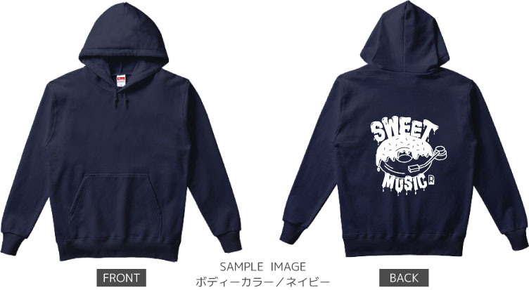 ドーナツ×レコードデザイン:ホワイト:パーカー:サンプル写真:ブラック