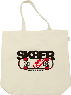 スケボーデザイン:ブラック×レッド:トートバッグ:サンプル写真