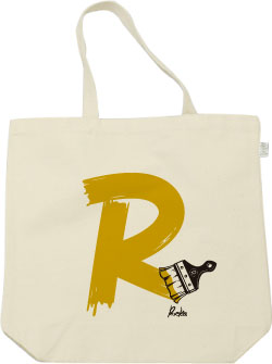 イニシャル・ペイント:マスタード×ブラック:トートバッグ:サンプル写真