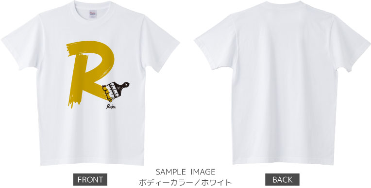 イニシャル・ペイント:マスタード×ブラック:Tシャツ:サンプル写真:ホワイト