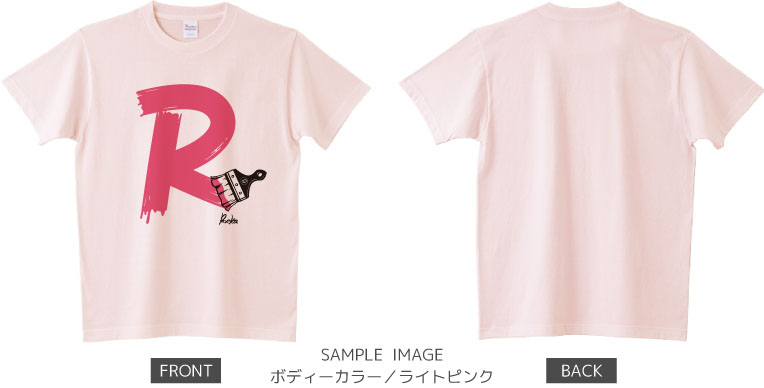 イニシャル・ペイント:ピンク×ブラック:Tシャツ:サンプル写真:ライトピンク