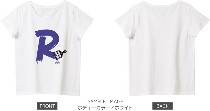 イニシャル・ペイント:パープル×ブラック:レディースTシャツ:サンプル写真:ホワイト