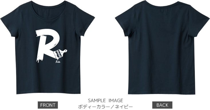 イニシャル・ペイント:ホワイト:レディースTシャツ:サンプル写真:ネイビー